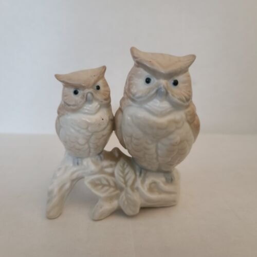 Vintage OMC Otagiri Owls On Branch Figurine